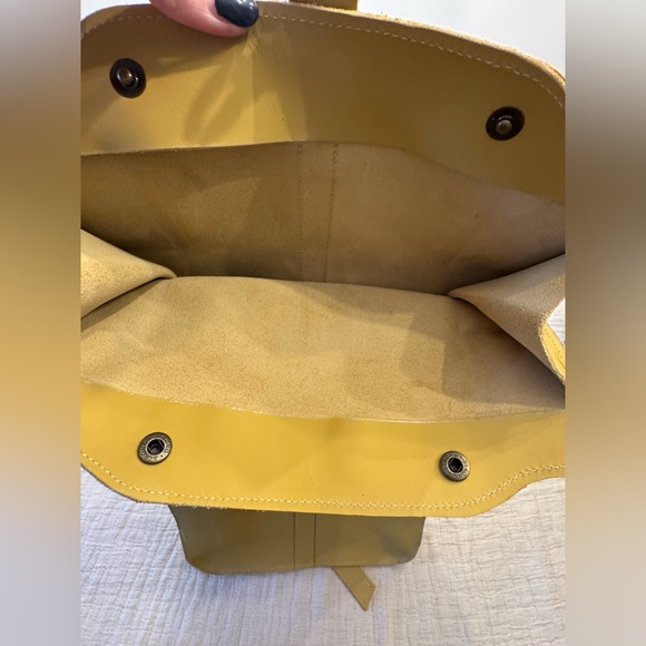 EUC! Yellow Leather Backpack - Picture 9 of 13